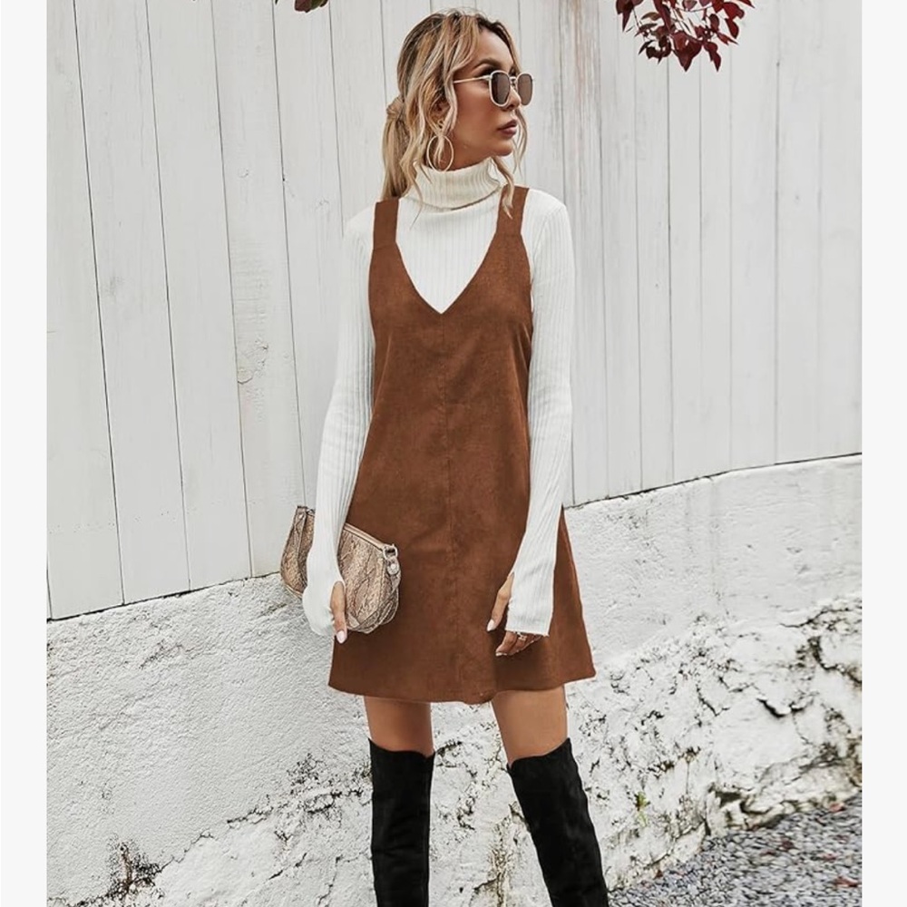 Caramel color faux corduroy dress